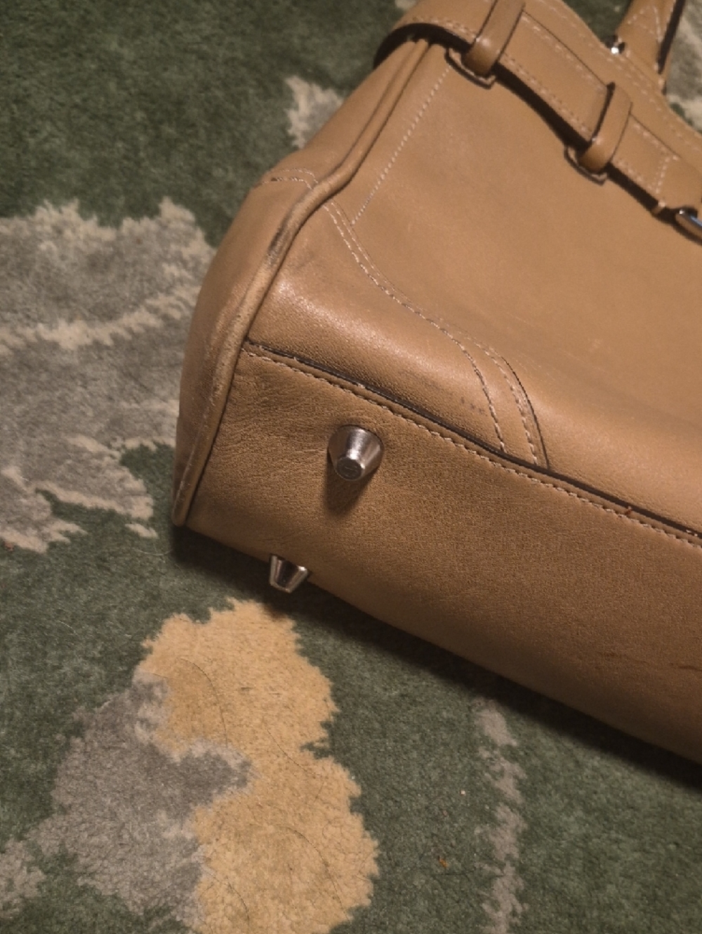 Coach Beige/Tan Leather Satchel with Silver-Tone Hardware - Picture 4 of 10